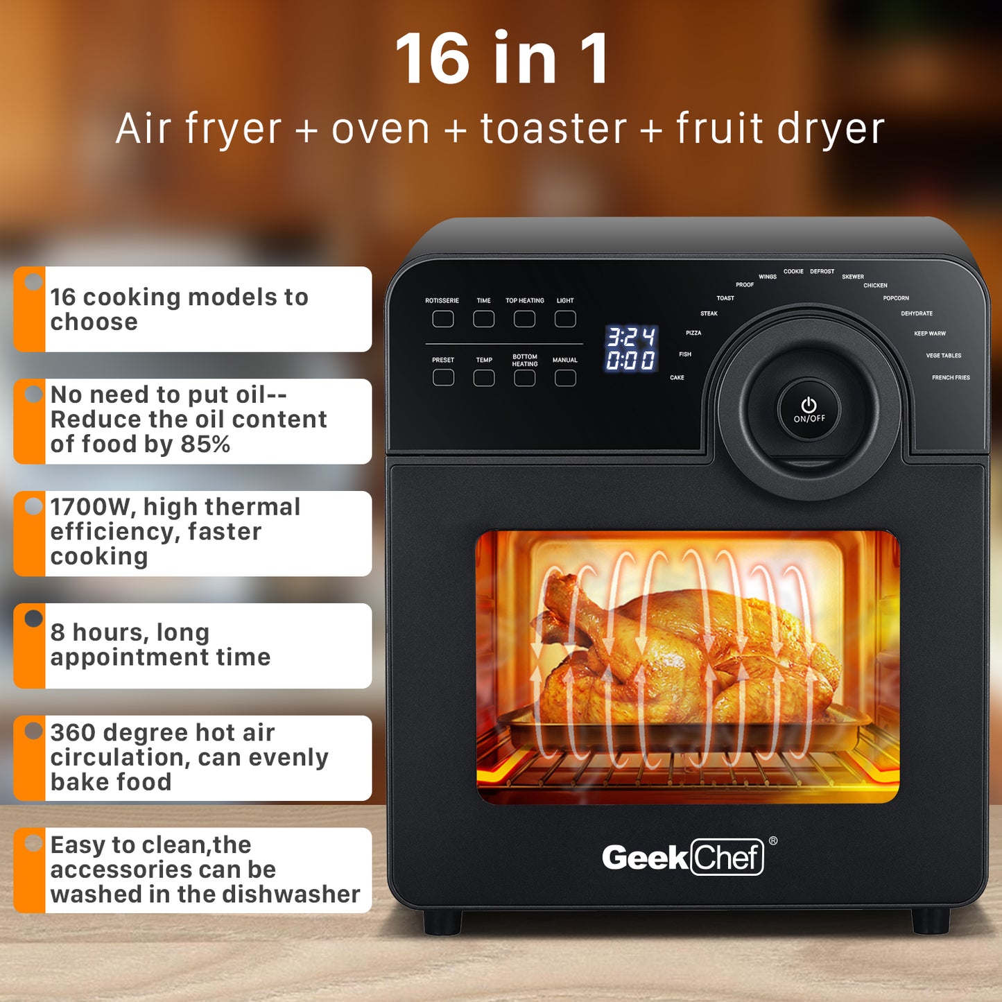 GRILL Reinigung Geek Chef Air Fryer Oven Toaster 4 Slice Toaster