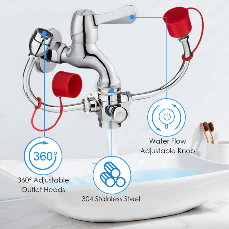 Connected Faucet Eyewash Basin Faucets Wall Mounted Eye Wash Station
