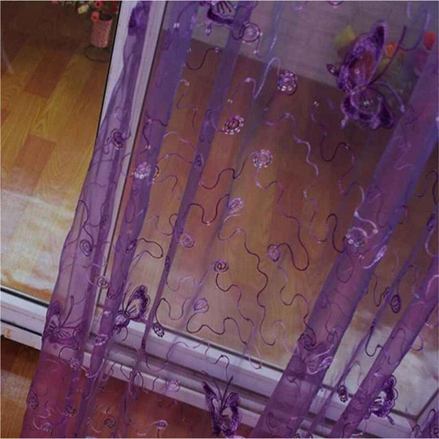 Shining Butterfly Embroidered Curtain Panel