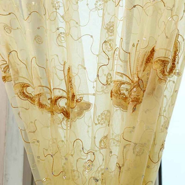 Shining Butterfly Embroidered Curtain Panel