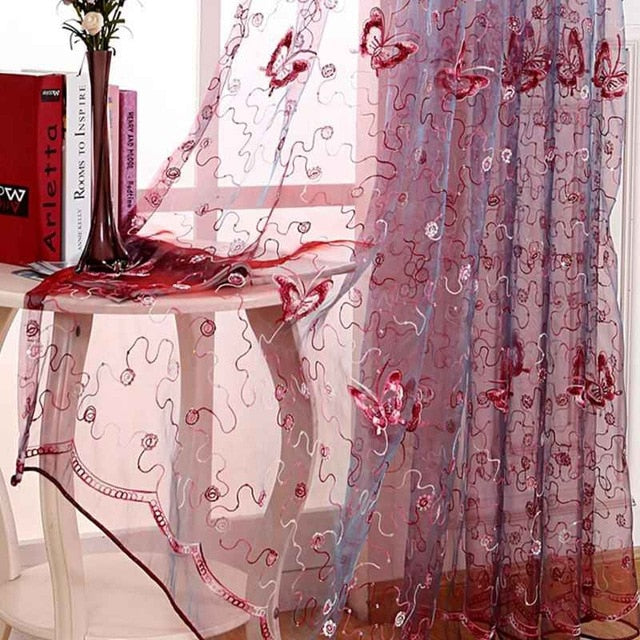 Shining Butterfly Embroidered Curtain Panel