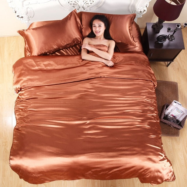 Pure Satin Silk Bedding Set Comfort and Style Home Textile