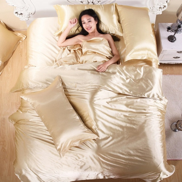 Pure Satin Silk Bedding Set Comfort and Style Home Textile