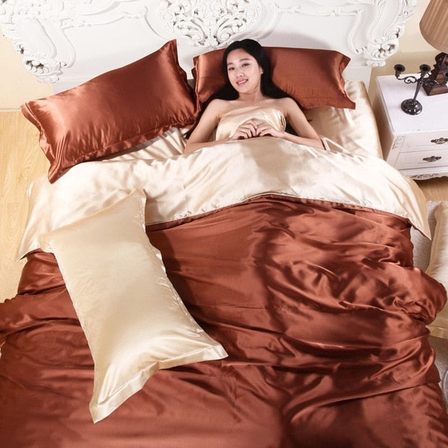 Pure Satin Silk Bedding Set Comfort and Style Home Textile