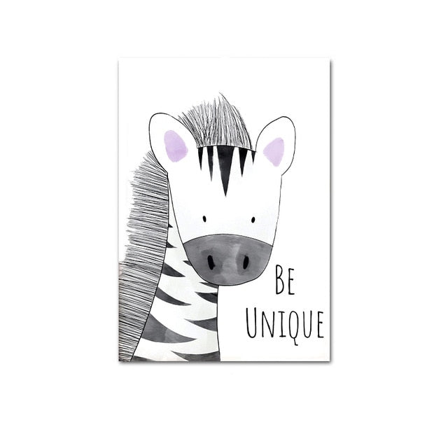 Watercolor Woodland Baby Animal Poster