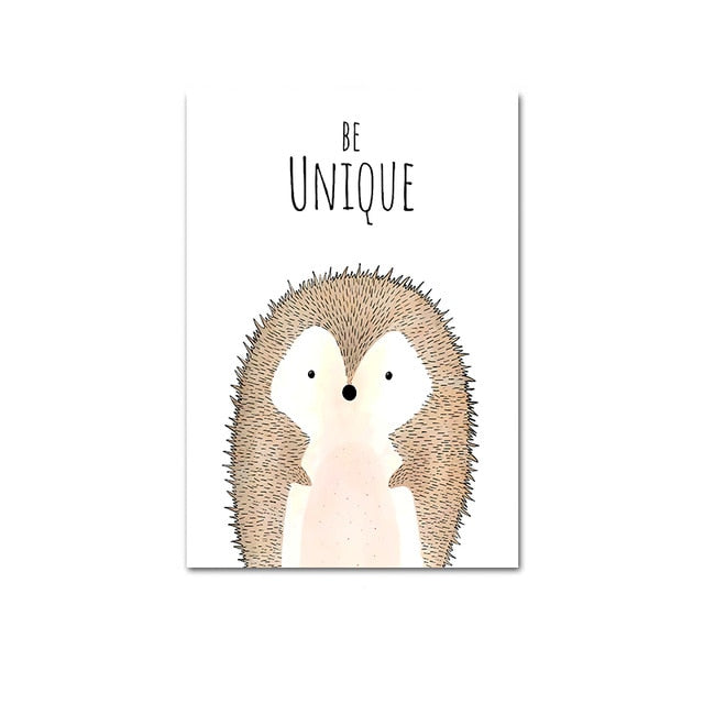 Watercolor Woodland Baby Animal Poster