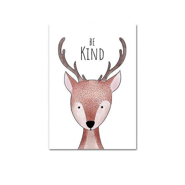 Watercolor Woodland Baby Animal Poster