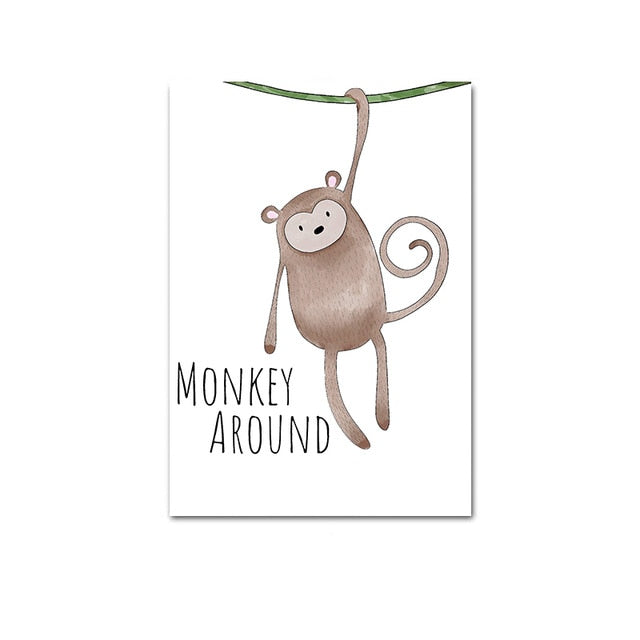 Watercolor Woodland Baby Animal Poster