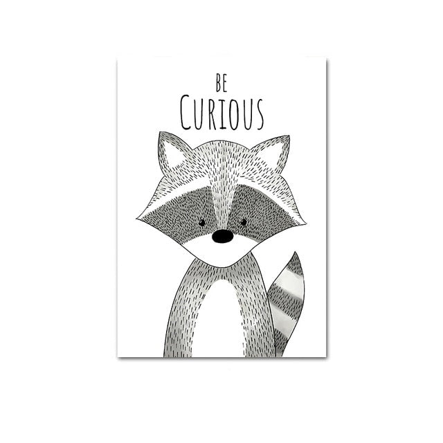 Watercolor Woodland Baby Animal Poster