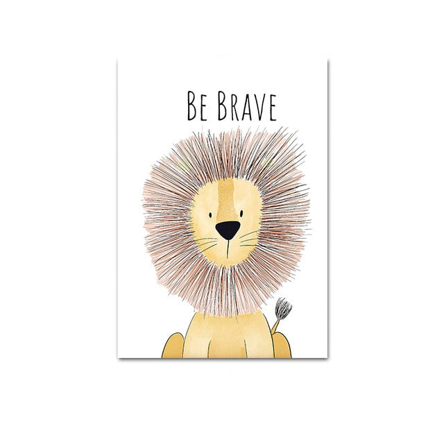 Watercolor Woodland Baby Animal Poster