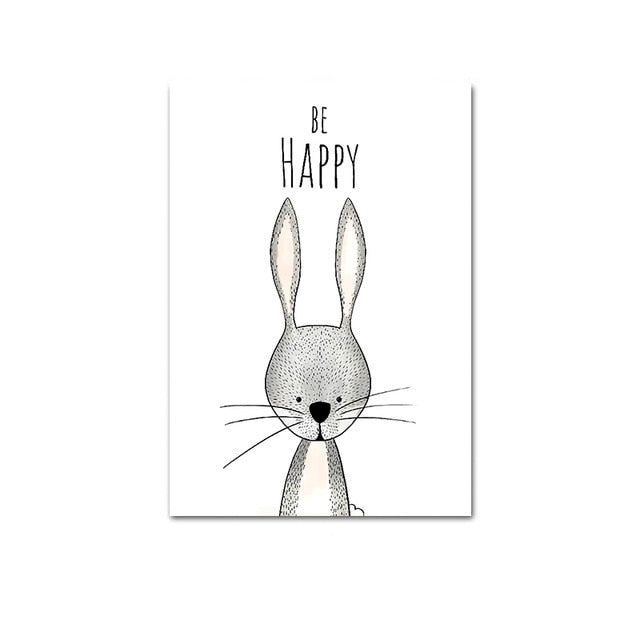 Watercolor Woodland Baby Animal Poster