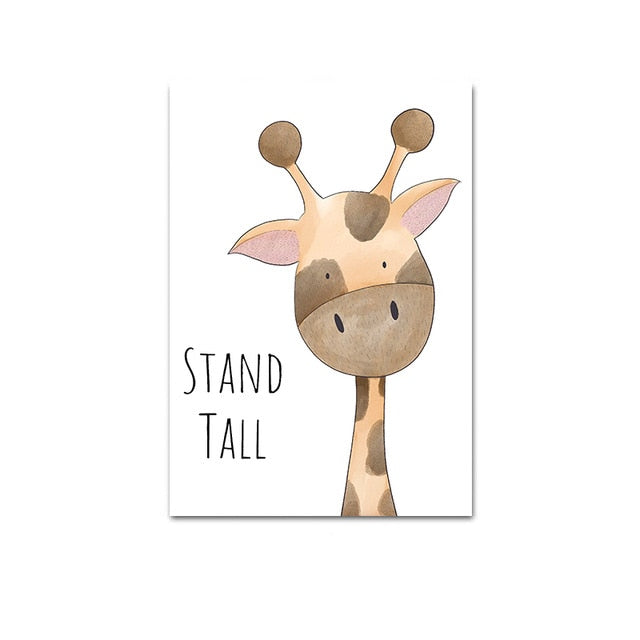 Watercolor Woodland Baby Animal Poster