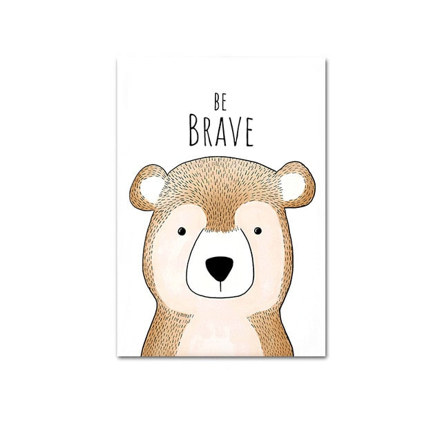 Watercolor Woodland Baby Animal Poster