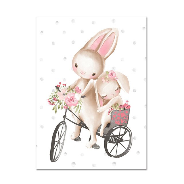 Kawaii Watercolor Cartoon Animal Canvas