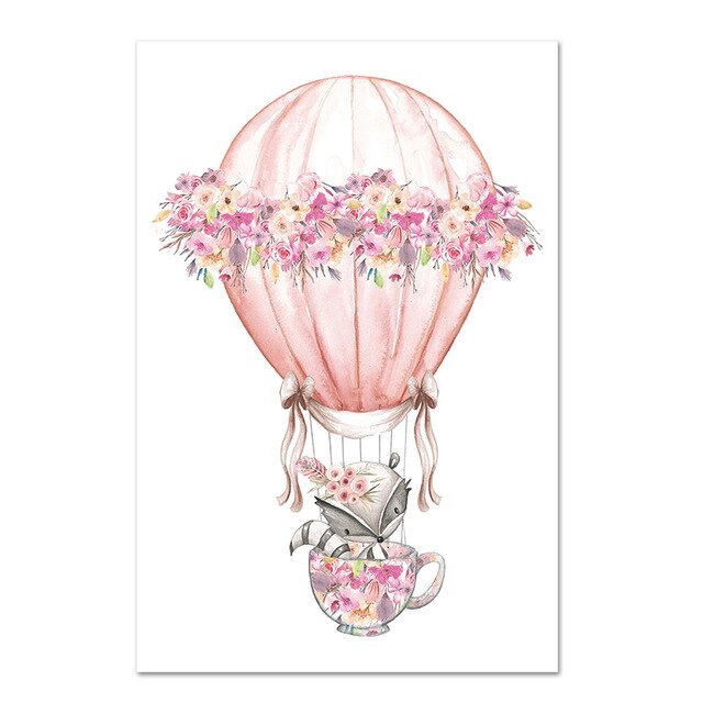 Kawaii Watercolor Cartoon Animal Canvas