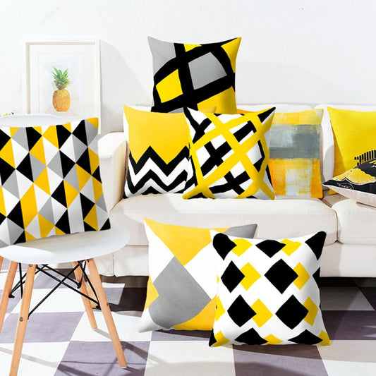 Geometric Pattern Square Cushion Cover