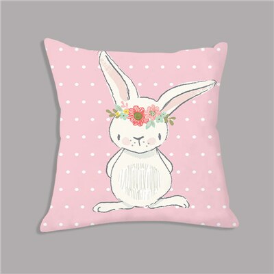 Cute Pink Bunny Cartoon Throw Pillow