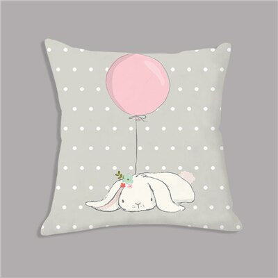 Cute Pink Bunny Cartoon Throw Pillow