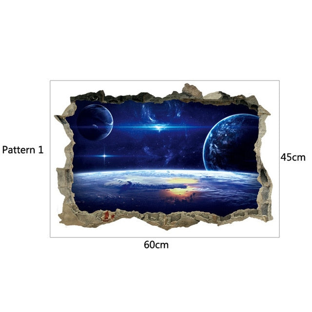 3D Star Universe series Broken wall stickers