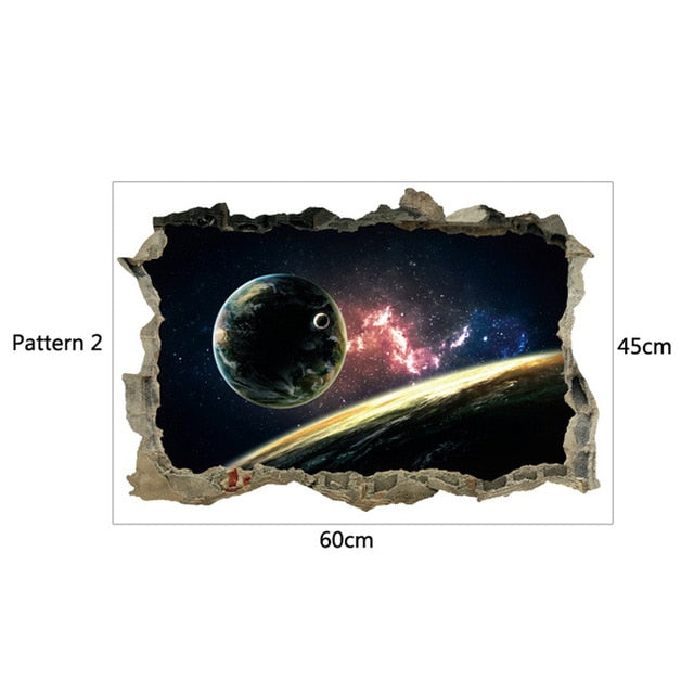 3D Star Universe series Broken wall stickers