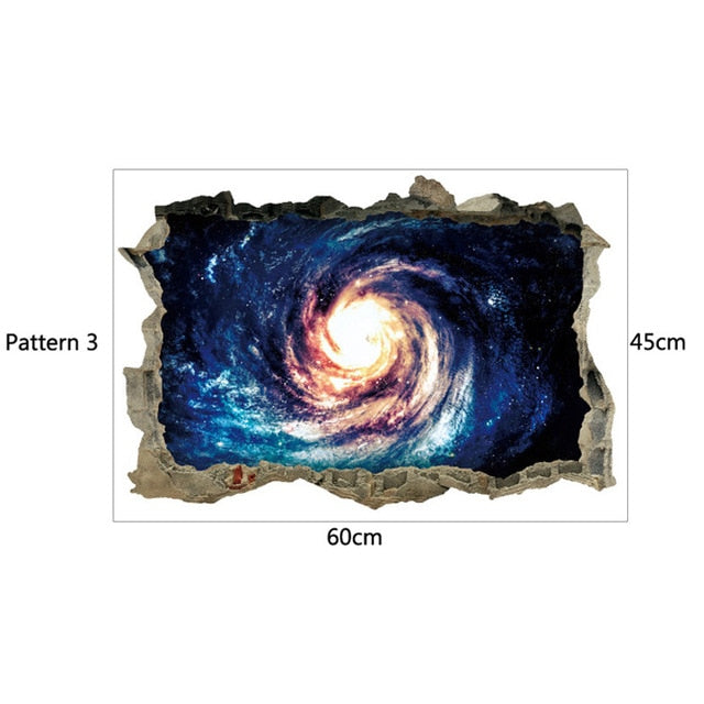 3D Star Universe series Broken wall stickers