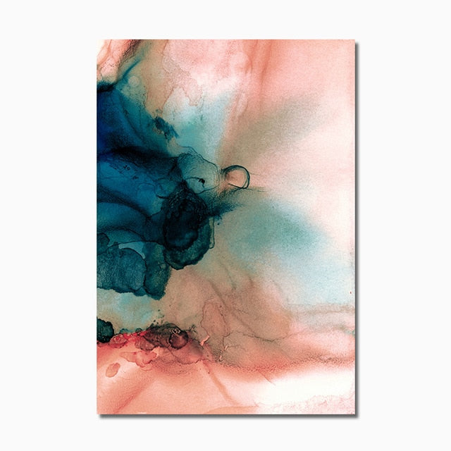 Pink Green Flower Leaf Nordic Poster Wall Art