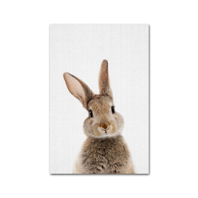 Giraffe Bunny Elephant Canvas Poster