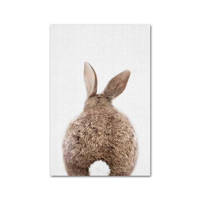 Giraffe Bunny Elephant Canvas Poster