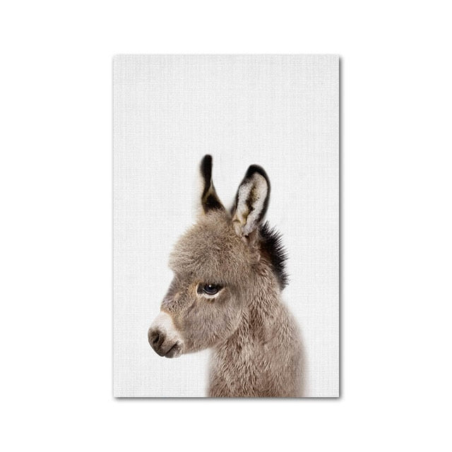 Giraffe Bunny Elephant Canvas Poster