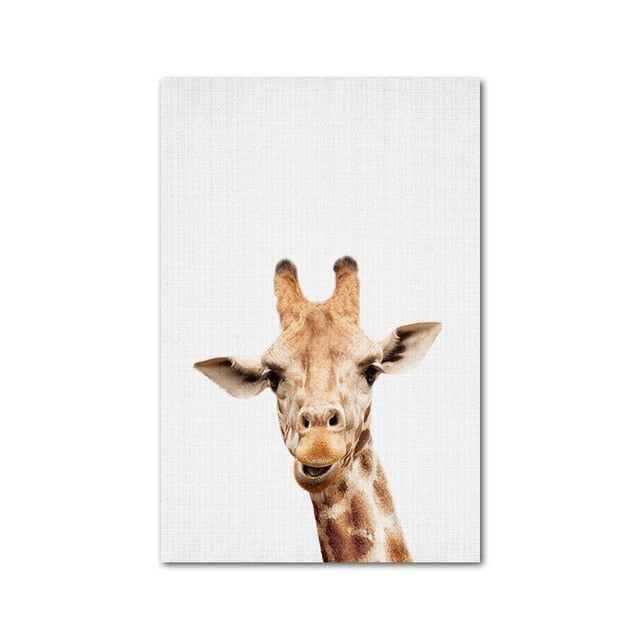 Giraffe Bunny Elephant Canvas Poster