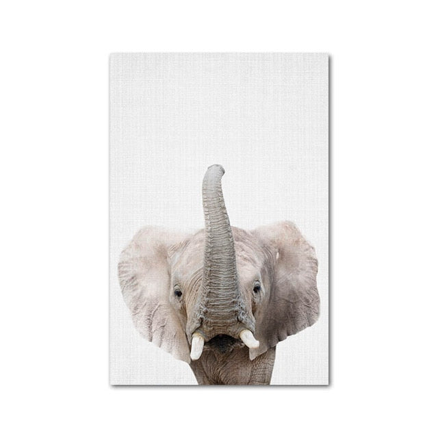Giraffe Bunny Elephant Canvas Poster