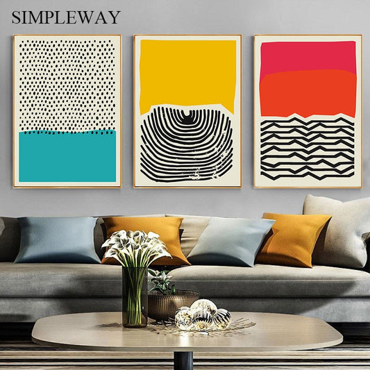 Modern Multicolored Abstract Geometric Wall Art Painting