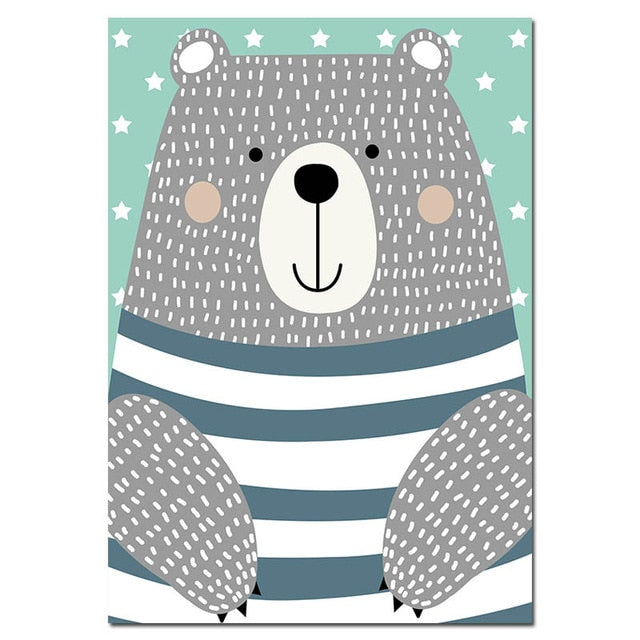 Dream Big Quotes Bear Canvas Poster Nursery Wall Art