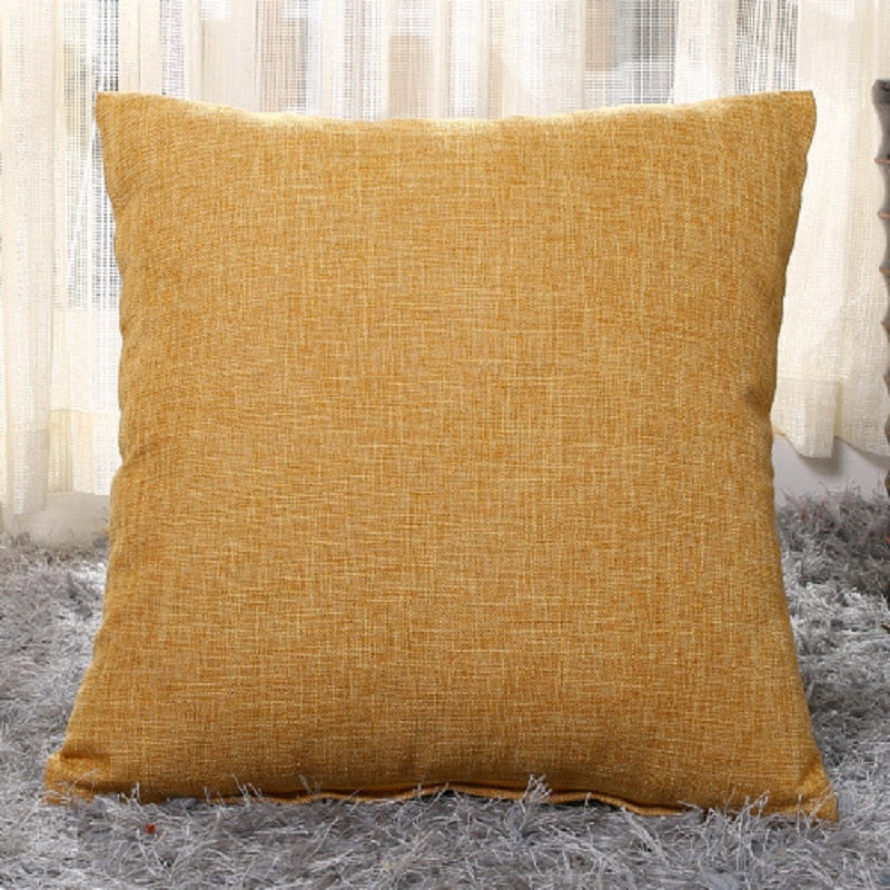 Solid Linen Sofa Waist Cushion Cover