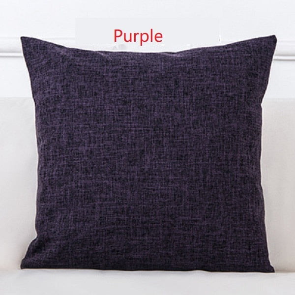 Solid Linen Sofa Waist Cushion Cover
