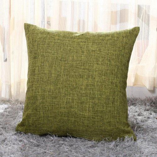 Solid Linen Sofa Waist Cushion Cover