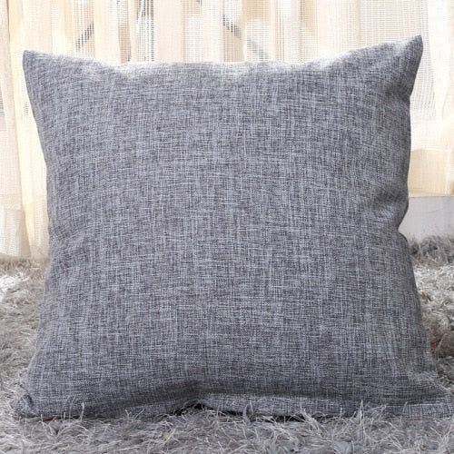 Solid Linen Sofa Waist Cushion Cover