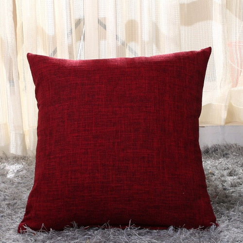 Solid Linen Sofa Waist Cushion Cover