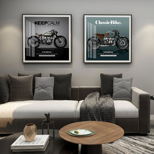 Vintage Poster Motorcycle Painting Wall Art Print