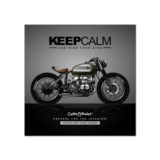 Vintage Poster Motorcycle Painting Wall Art Print