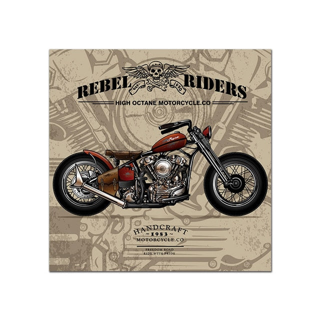 Vintage Poster Motorcycle Painting Wall Art Print