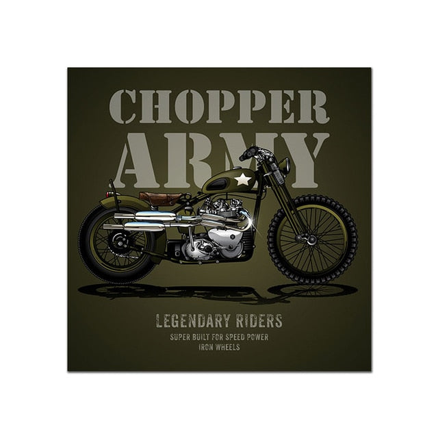 Vintage Poster Motorcycle Painting Wall Art Print