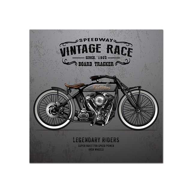 Vintage Poster Motorcycle Painting Wall Art Print