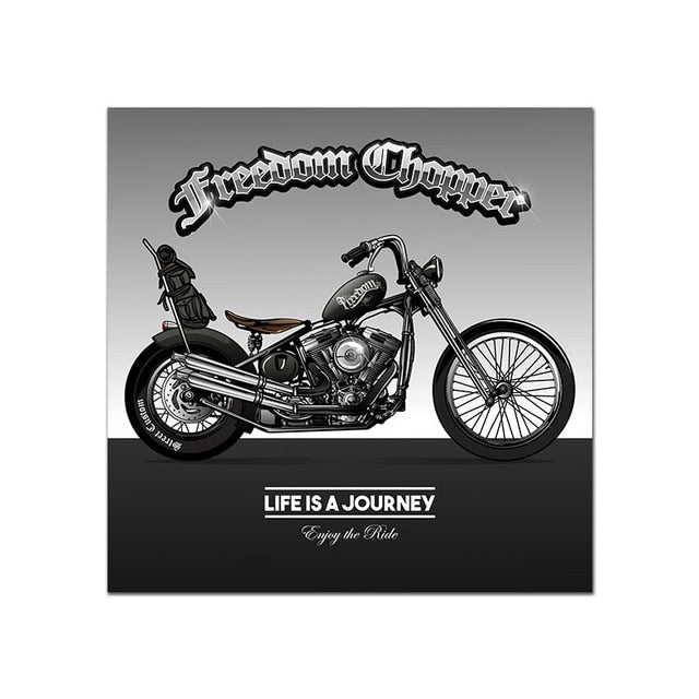 Vintage Poster Motorcycle Painting Wall Art Print