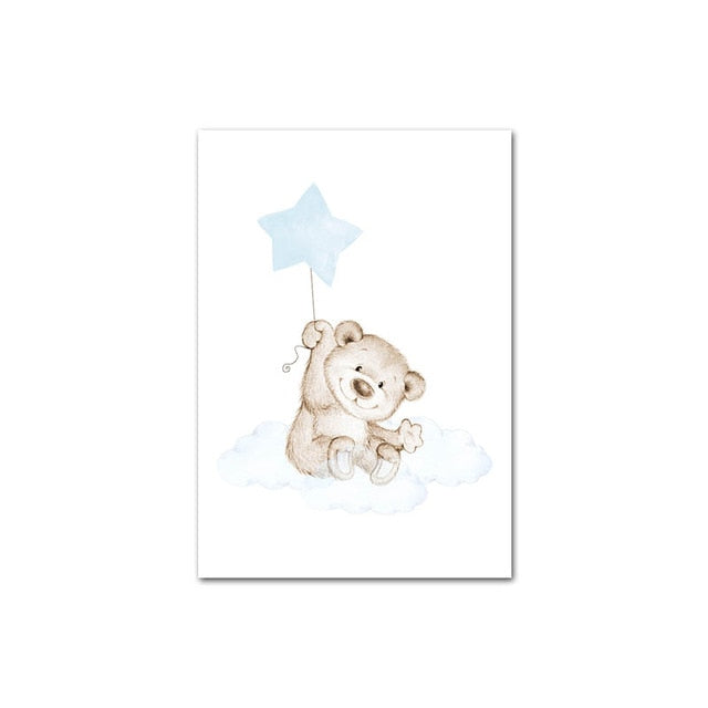 Moon Star Bear Child Wall Poster Bedroom Decor