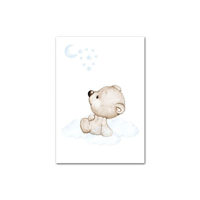 Moon Star Bear Child Wall Poster Bedroom Decor