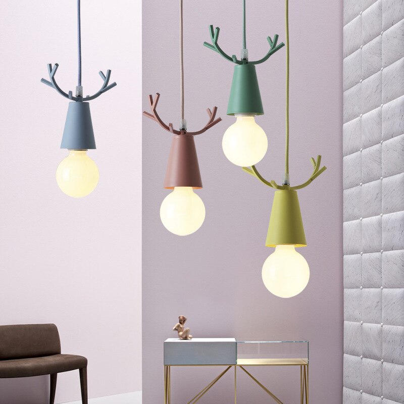 Color Antler Pendant Lights Hanging Modern Lamp