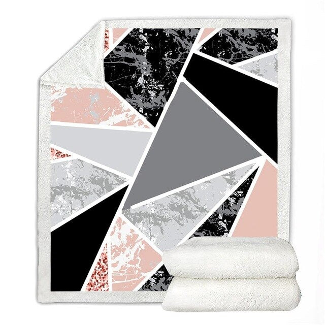 Pink Glitter and Geometric Sherpa Fleece Blanket
