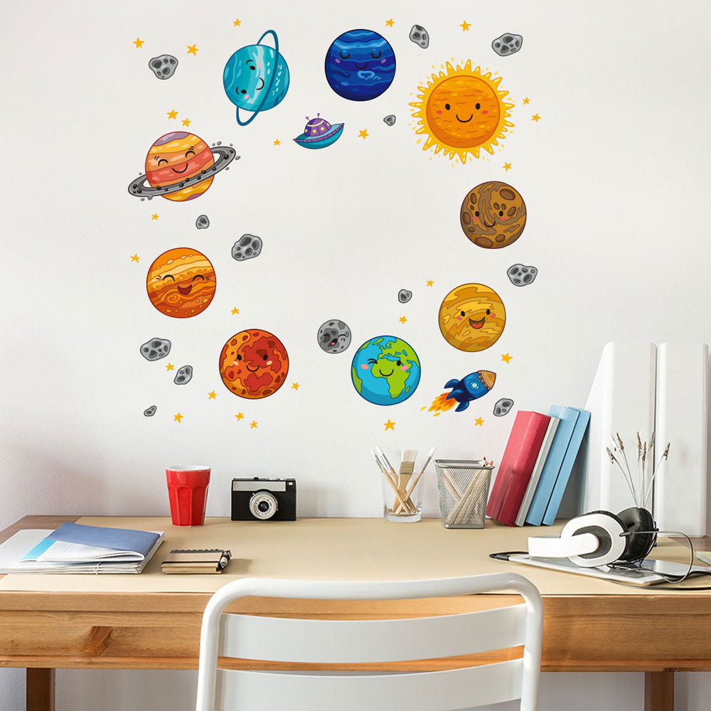 Cartoon universe planet Wall Sticker kids rooms