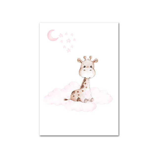 Bunny Giraffe Bear Picture Cute Wall Art